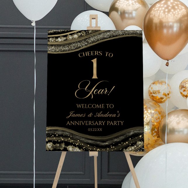 Gold Agate 1st Anniversary Party Welcome Sign (Creator Uploaded)
