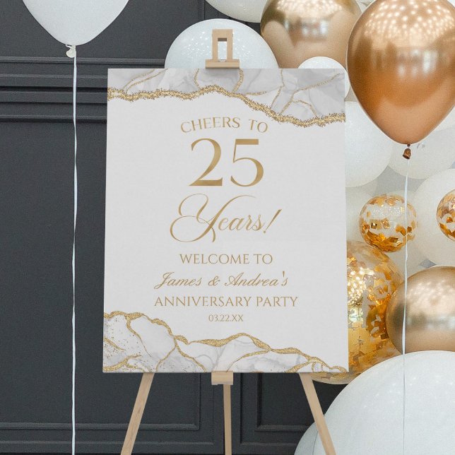 Gold Agate 25th Anniversary Party Welcome Sign (Creator Uploaded)
