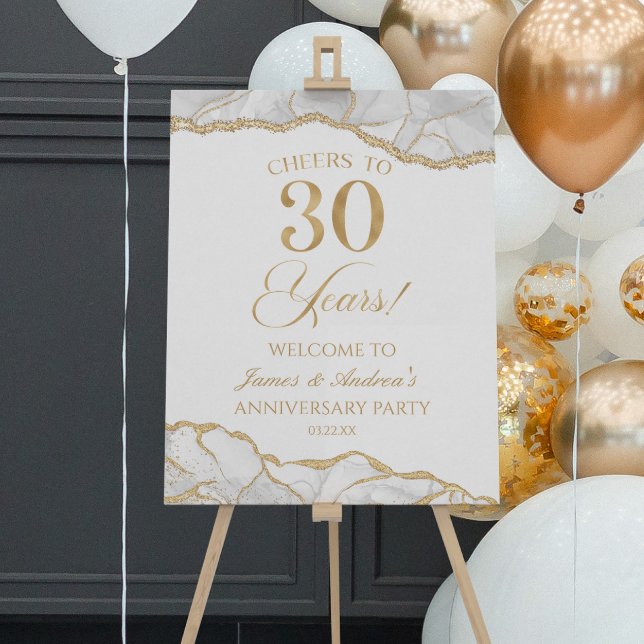 Gold Agate 30th Anniversary Party Welcome Sign (Creator Uploaded)