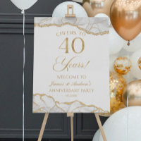 Gold Agate 40th Anniversary Party Welcome Sign