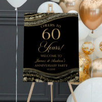 Gold Agate 60th Anniversary Party Welcome Sign