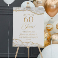 Gold Agate 60th Anniversary Party Welcome Sign