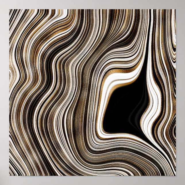 Gold Agate Liquid Marble Liquid Art Poster (Front)
