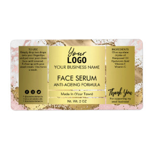 Gold Agate With Glitter Face Hair Oil Serum Label