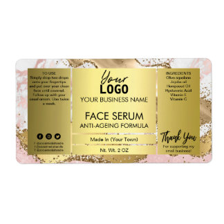 Gold Agate With Glitter Face Hair Oil Serum Label