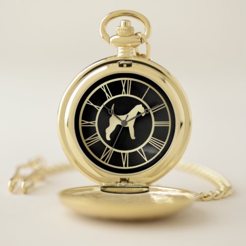 Gold Airedale Terrier Dog Pocket Watch