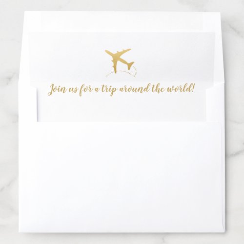 Gold Airplane Destination Travel Envelope Liner