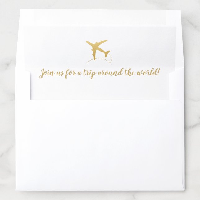Gold Airplane Destination Travel Envelope Liner (In Envelope)