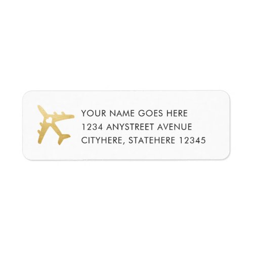 Gold Airplane Love Travel Return Address Label