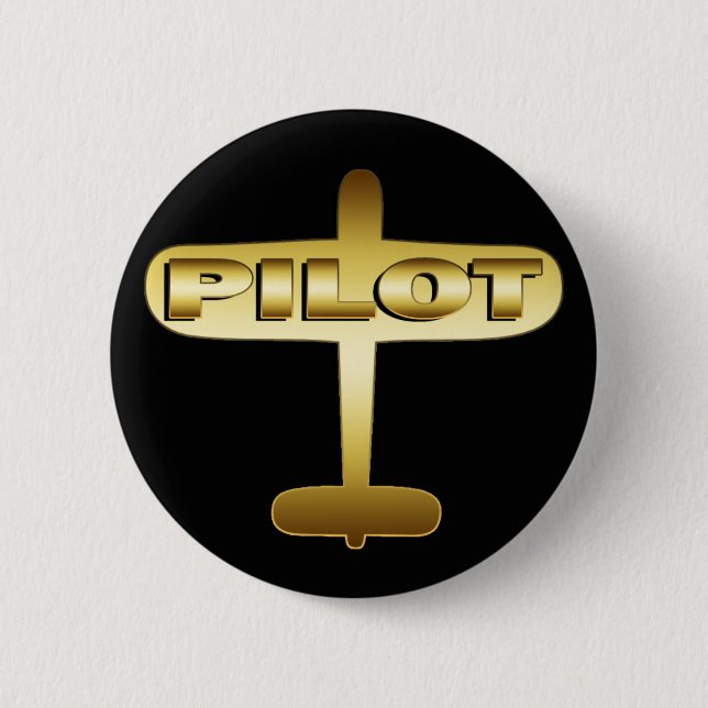 GOLD AIRPLANE PILOT BUTTON (Front)
