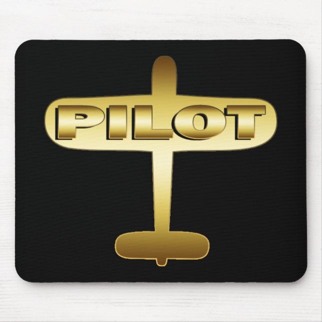 GOLD AIRPLANE PILOT MOUSE PAD (Front)