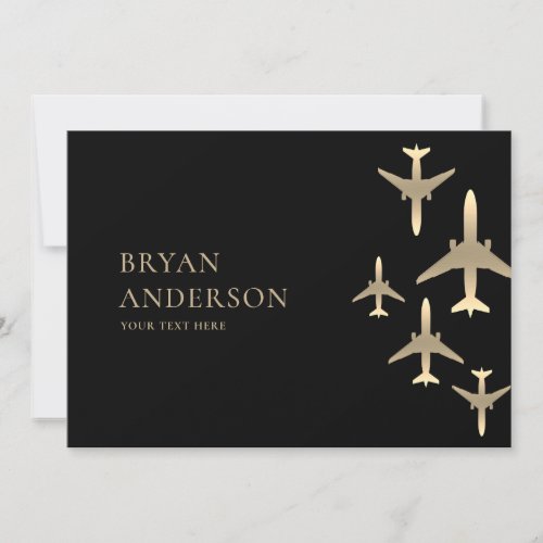 Gold Airplanes Aviation Invitation