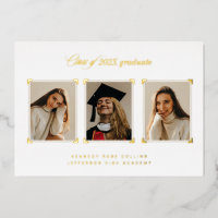 Gold Album Corners Photo Graduation Announcement