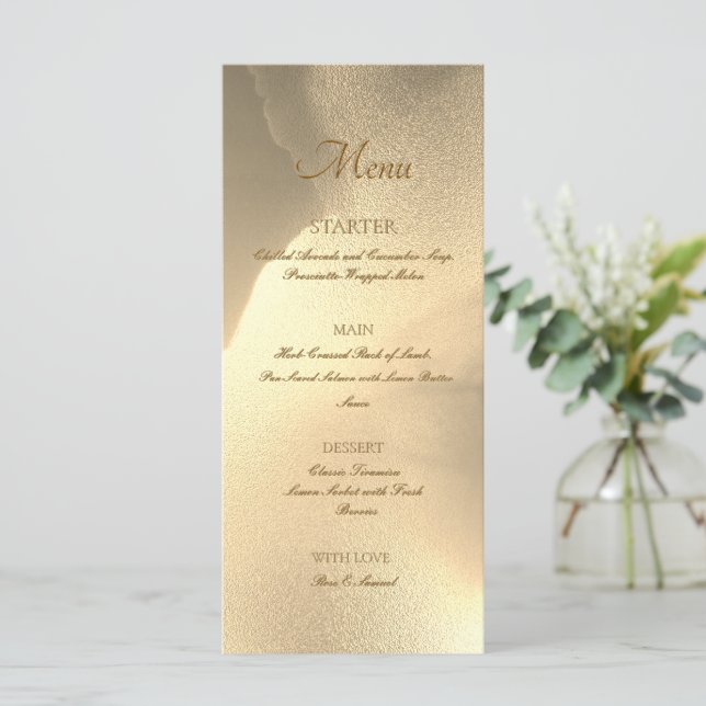 Gold Alcohol Ink Chic Flat Menu (Standing Front)