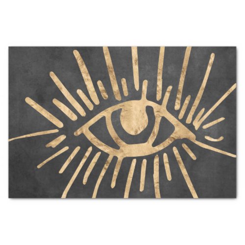 Gold all seeing eye coal grey black distressed   tissue paper
