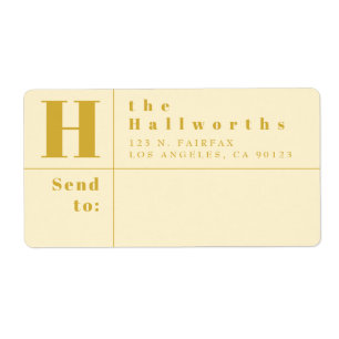 Gold & Almond Modern Bold Block Return Address Label
