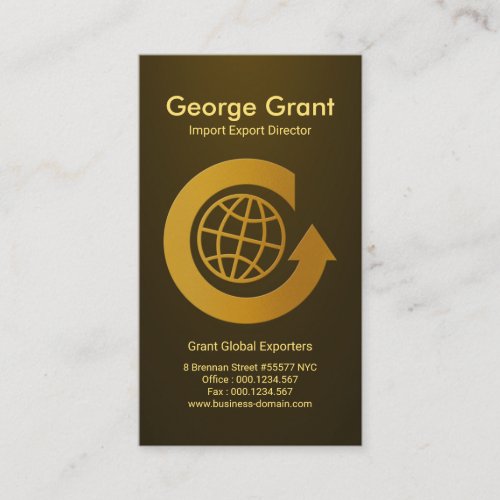 Gold Alphabet_G Global Circle Import Export Business Card