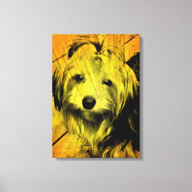 Gold Amber Grunge Yorkshire Terrier Wall Art (Front)