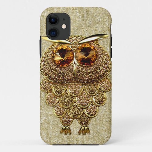 Gold  Amber Owl Jewel PRINTED IMAGE iPhone 11 Case