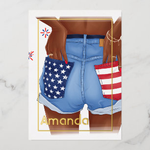 Gold American Birthday Party Foil Invitation