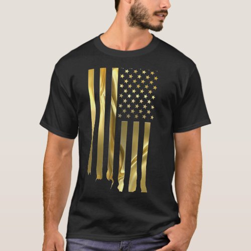Gold American Flag T_Shirt
