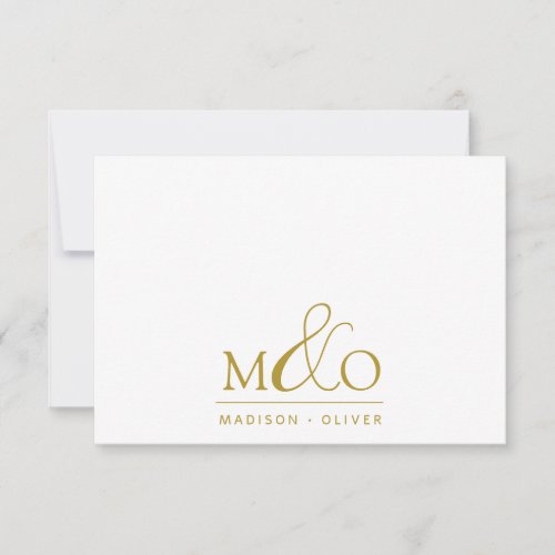 Gold Ampersand Monogram Couple  Note Card