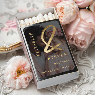 Gold ampersand perfect match photo wedding favor