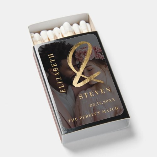 Gold ampersand perfect match photo wedding favor