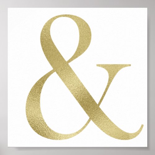 Gold ampersand wall art foil font poster