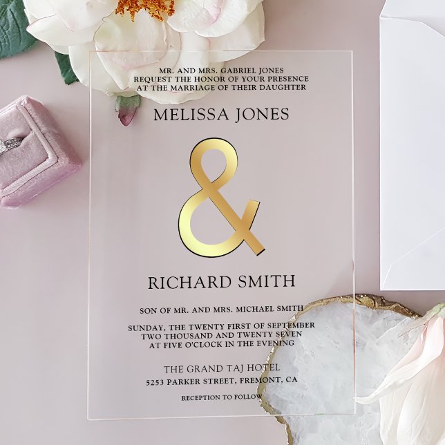 Gold Ampersand Wedding Acrylic Invitations (Creator Uploaded)