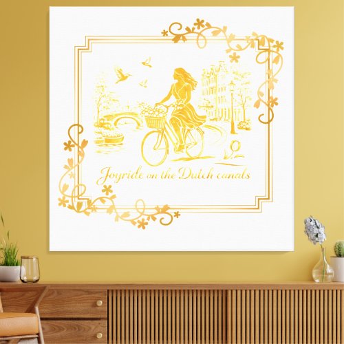 Gold Amsterdam Arched Bridges Charm Canvas Print