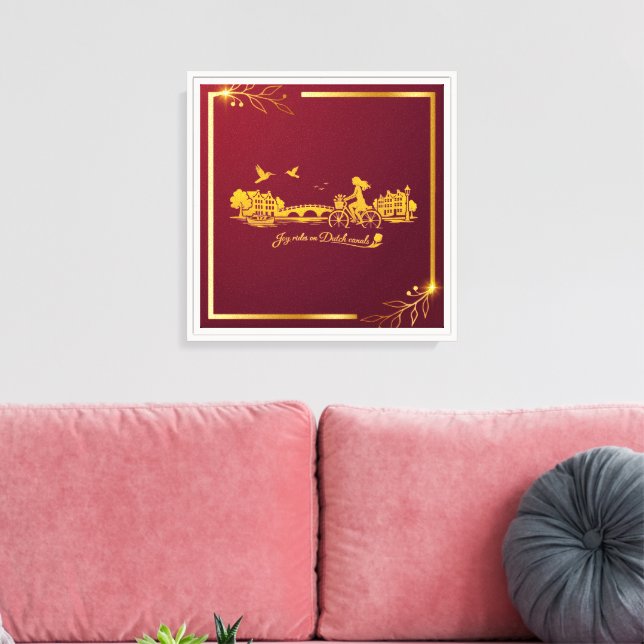 Gold Amsterdam Arched Bridges Charm Canvas Print (Insitu(LivingRoom))