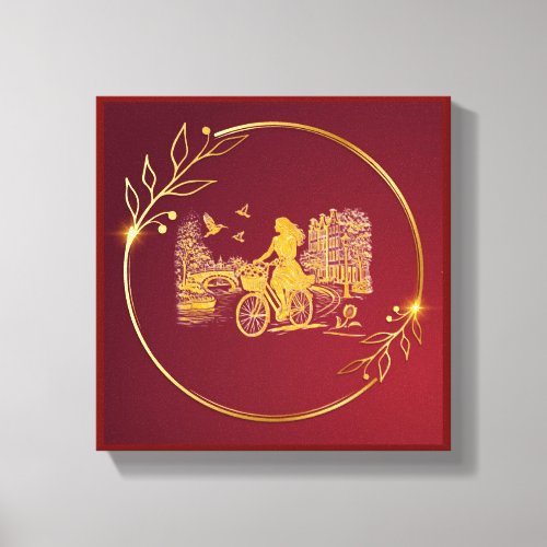 Gold Amsterdam Arched Bridges Charm Canvas Print