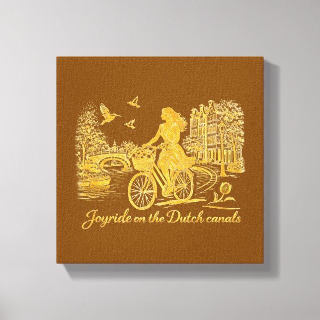 Gold Amsterdam Arched Bridges Charm Canvas Print (Front)