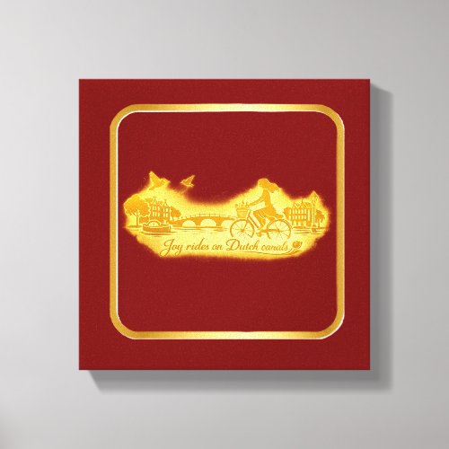 Gold Amsterdam Arched Bridges Charm Canvas Print