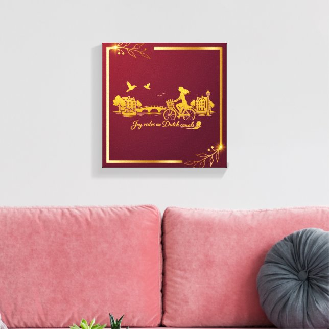 Gold Amsterdam Arched Bridges Charm Canvas Print (Insitu(LivingRoom))