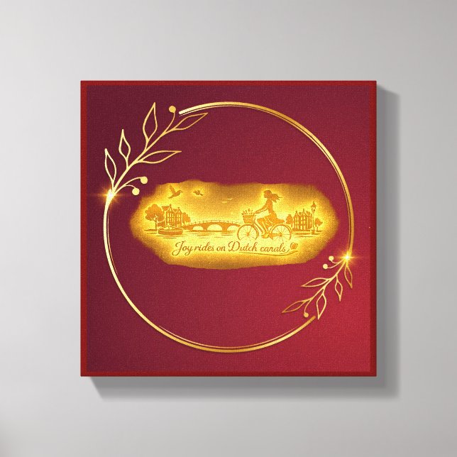 Gold Amsterdam Arched Bridges Charm Canvas Print (Front)