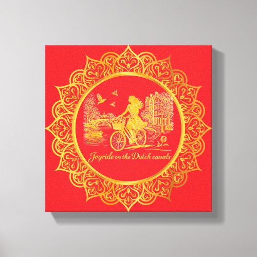 Gold Amsterdam Arched Bridges Charm Canvas Print