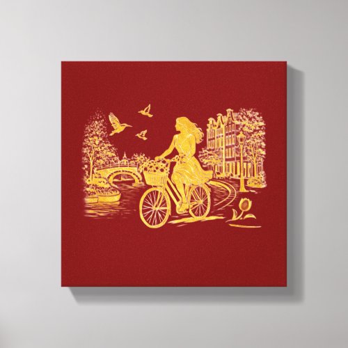 Gold Amsterdam Arched Bridges Charm Canvas Print