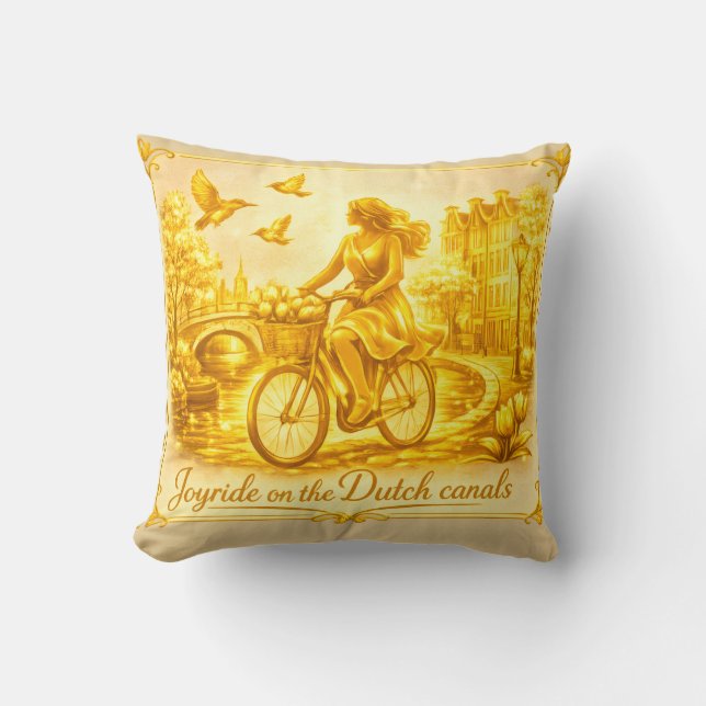 Gold Amsterdam Arched Bridges Charm Throw Pillow (Front)