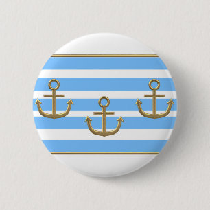 gold anchor blue white background button
