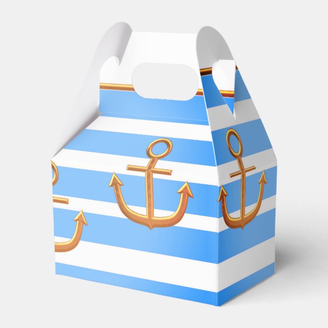 gold anchor blue white background favor boxes (Front Side)
