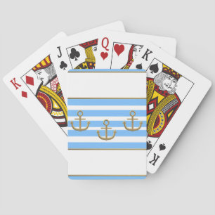 gold anchor blue white background poker cards