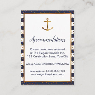 Gold Anchor Confetti & Stripes Accommodation Cards