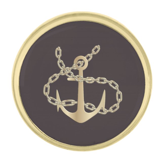 Gold Anchor Finish Lapel Pin (Front)