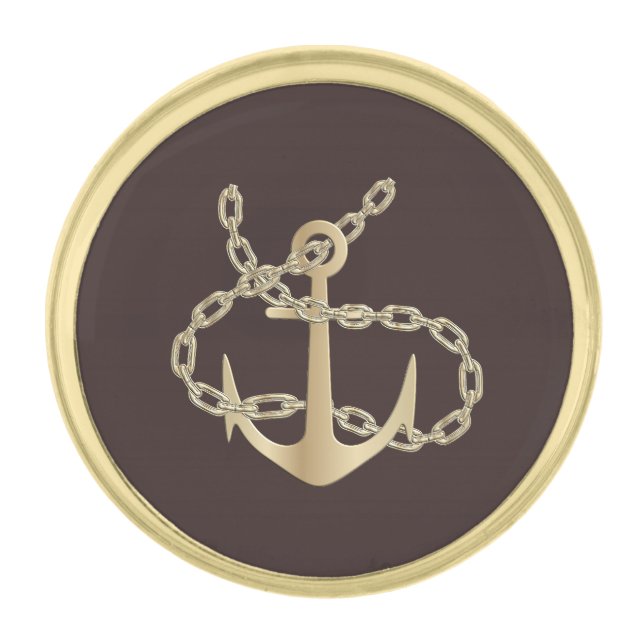 Gold Anchor Finish Lapel Pin (Front)
