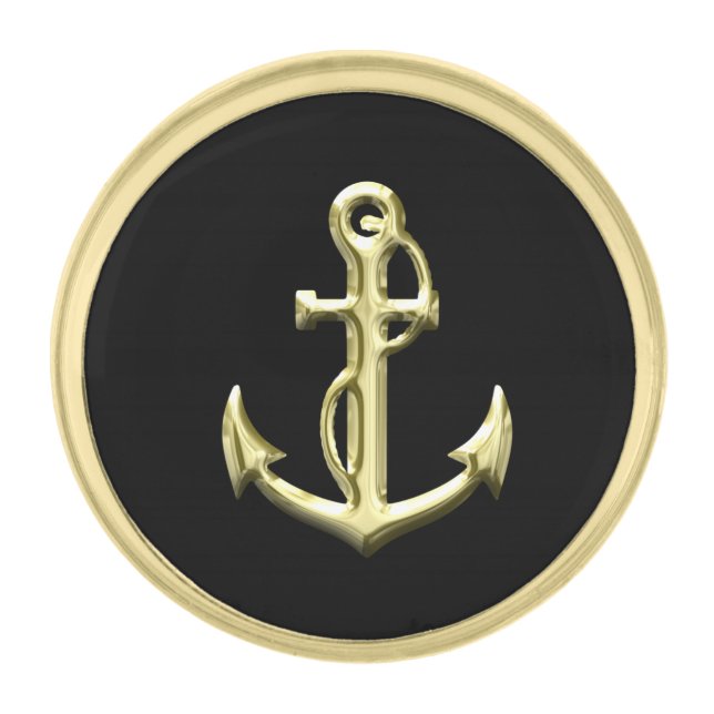 Gold Anchor Gold Finish Lapel Pin (Front)