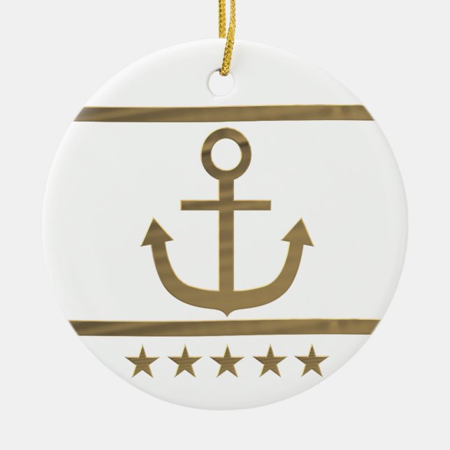 gold anchor happiness symbol ceramic ornament (Front)