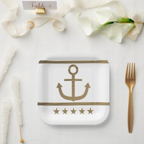 gold anchor happiness symbol melamine plate