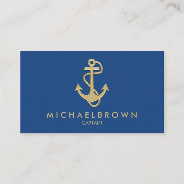 Gold Anchor Nautical Business Card (Front)